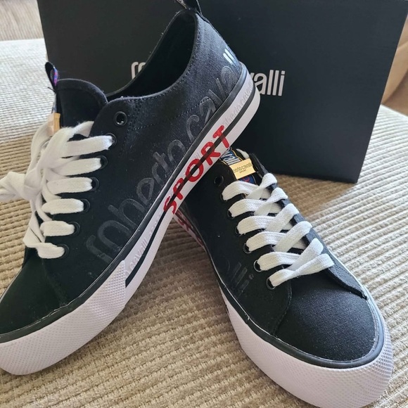 Roberto Cavalli Shoes - Roberto Cavalli Black and White Sport Sneakers